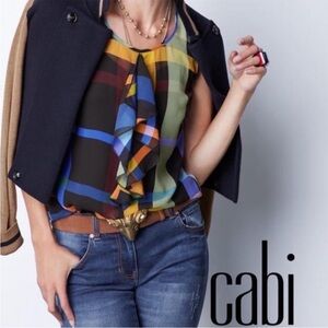 Like New Cabi #3865 Multicolor Plaid Going Out Top Size: XS